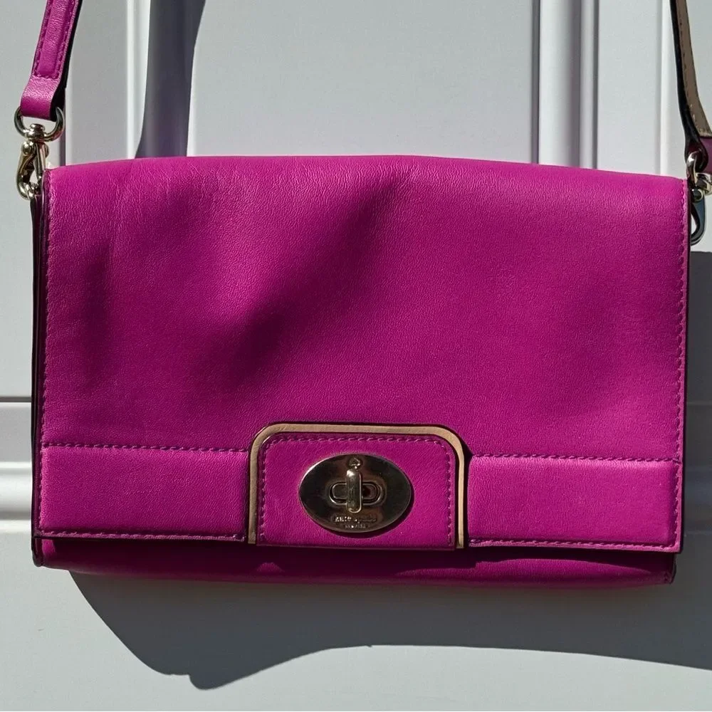 Kate Spade Juliana Hampton Road Pink/Fuchsia Leather WOC Crossbody Clutch